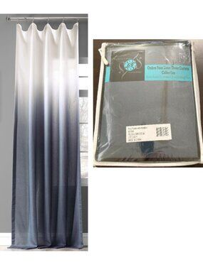 NEW Exclusive Fabrics Ombre Blue 1 Panel Light Filter Curtain 50 x 84 Faux Linen